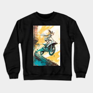 Girl riding motorbike Anime style Crewneck Sweatshirt